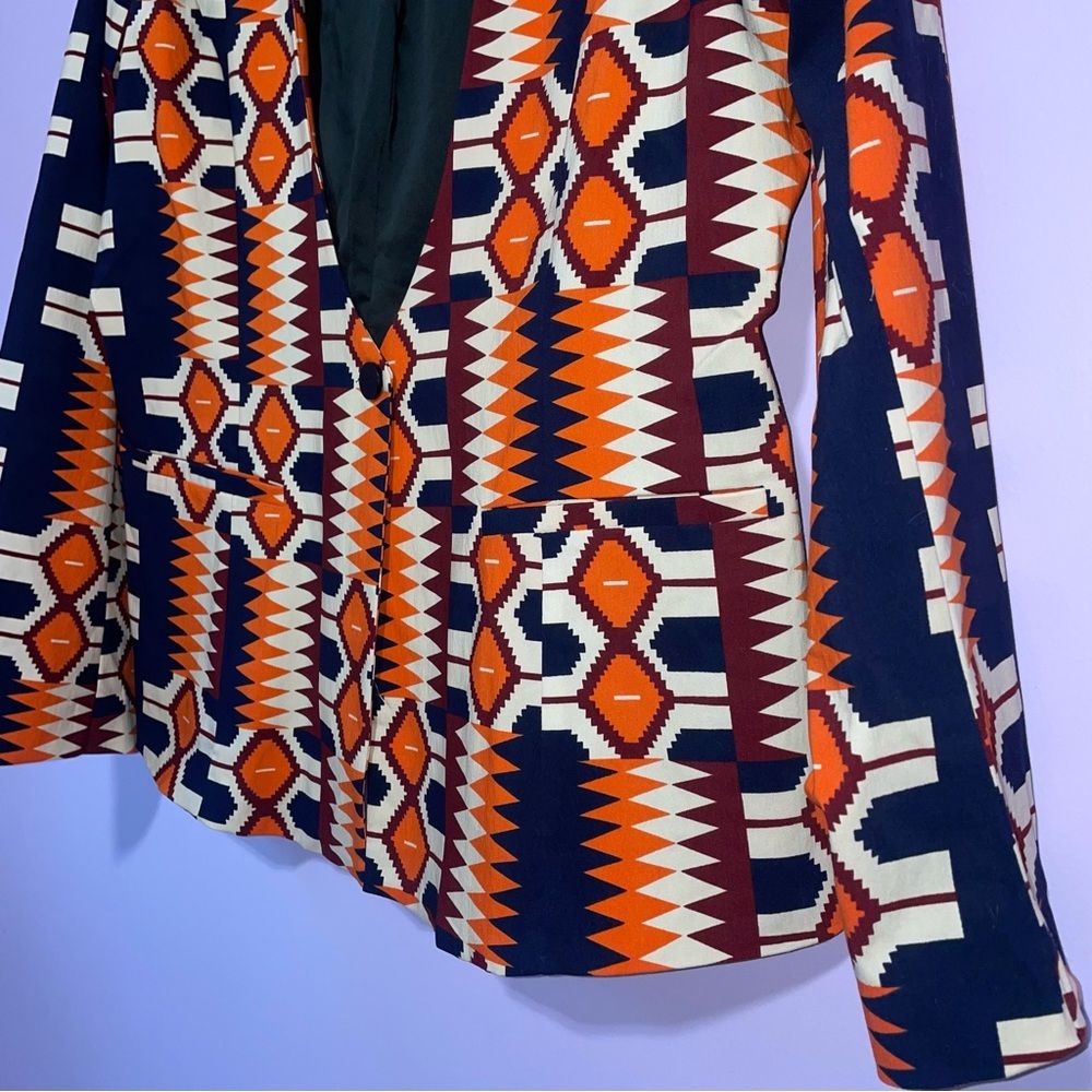 New D'iyanu African Tribal Print Stretch Blazer Women 3x Art To Wear Maximalism — image 3 of 8